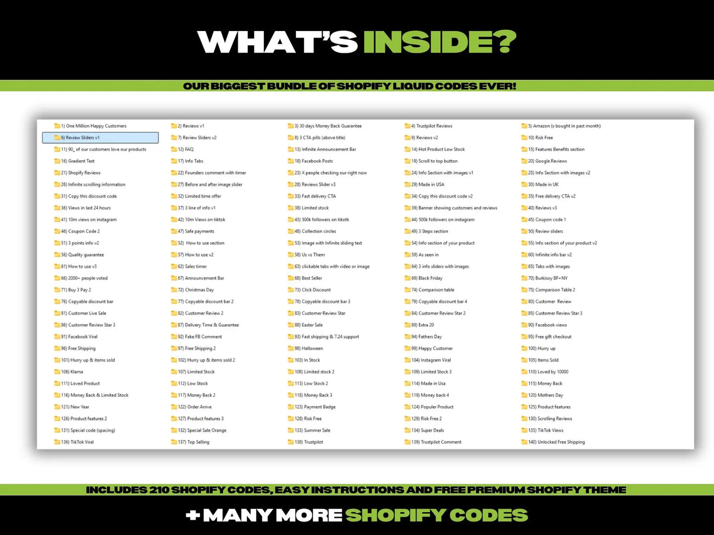 CODES 150+ Shopify